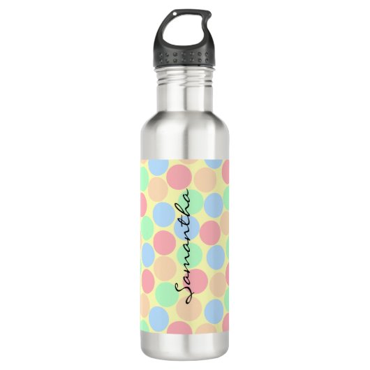 Bouteille D'eau Multi-Color Pastel Dots Pattern Personalised (Devant)