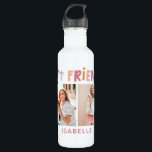 Bouteille D'eau Multi photo coloré amusant typographie meilleurs a<br><div class="desc">Multi photo coloré fun typographie girly meilleurs amis design. Fait partie d'une collection moderne.</div>