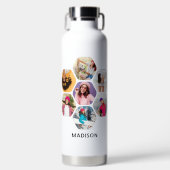 Bouteille D'eau Multiphoto Collage moderne Nom personnalisé (Avant)