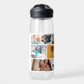Bouteille D'eau Multiphoto Collage moderne Nom personnalisé (Avant)