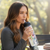 Bouteille D'eau Multiphoto Collage moderne Nom personnalisé