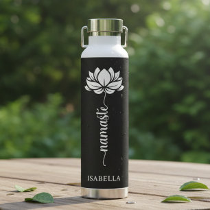Bouteille D'eau Namaste Fleur de Lotus Moderne Nom Personnalisé