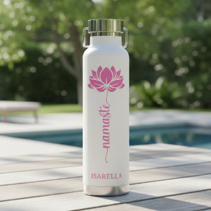 Bouteille D'eau Namaste Fleur de Lotus Rose Design Moderne de Nom 