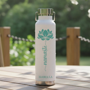 Bouteille D'eau Namaste Fleur de Lotus Sarcelle Moderne Nom Person