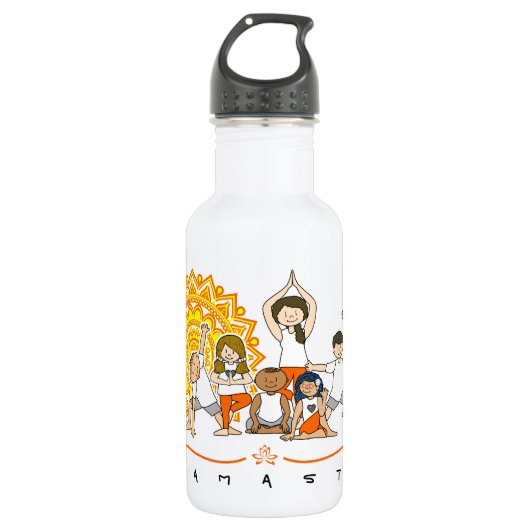 Bouteille D'eau Namaste Professeur de Yoga avec des étudiants - Po (Devant)