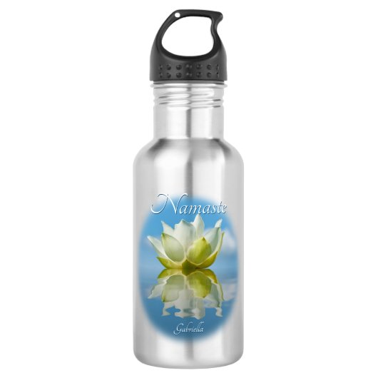 Bouteille D'eau Namaste Reflétant Lotus Fleur & Nom Yoga Small (Devant)