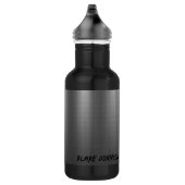 Bouteille D'eau Name, Shiny Metal Grid Effect on 18oz Black (Droite)
