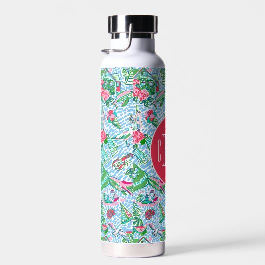 Bouteille D'eau Nantucket Preppy Palm Beach Imprimer Monogramme (Plage)