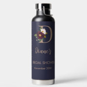 Bouteille D'eau Navy Fleurs Monogramme Lettre D Enterrement de Vie (Droite)