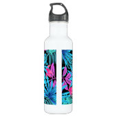 Bouteille D'eau Neon Pink and Blue Tropical Plant Pattern (Dos)