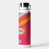 Bouteille D'eau Neon rose Preppy rayé (Arrière)