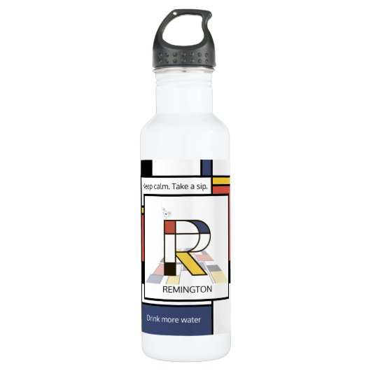 Bouteille D'eau Neoplasticisme étonnant Art Monogramme. Lettre R (Devant)