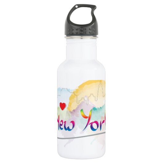 Bouteille D'eau New York Skyline "Je t'aime" (Devant)