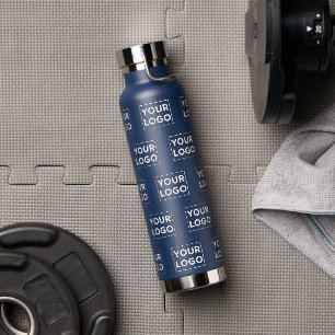 Bouteille D'eau N'importe quel Motif de logo de forme sur Navy Blu
