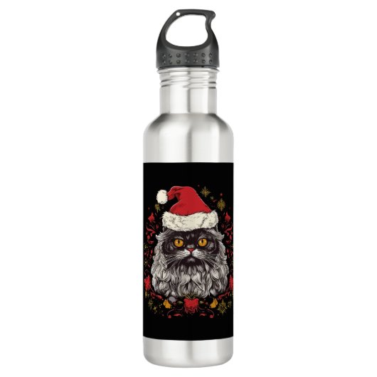 Bouteille D'eau Noël du chat perse (Devant)
