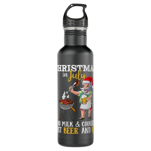 Bouteille D'eau Noël En Juillet Pas De Lait Et Cookies Juste Bière (Devant)