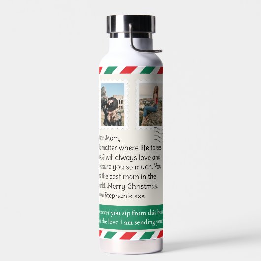 Bouteille D'eau Noël Envoi d'amour et de câlins Personnalisé (Gauche)