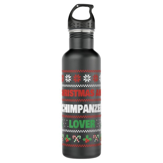 Bouteille D'eau Noël Et Chimpanzé Lover Chimpanzé Chimpanzé Laid C (Devant)