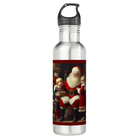 Bouteille D'eau Noël Père Noël avec enfants 6 (Devant)