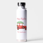 Bouteille D'eau Noël Rouge Camion blanc Festif vacances (Gauche)