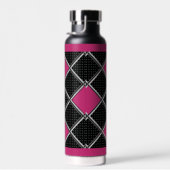 Bouteille D'eau Noir Blanc Hot rose Elegant Diamond Argile (Plage)