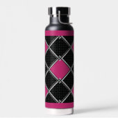 Bouteille D'eau Noir Blanc Hot rose Elegant Diamond Argile (Gauche)
