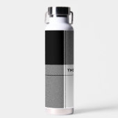 Bouteille D'eau Noir Blanc Moderne Plaid Initiales Preppy Chic (Avant)