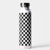 Bouteille D'eau noir et blanc - damier rétro (Gauche)