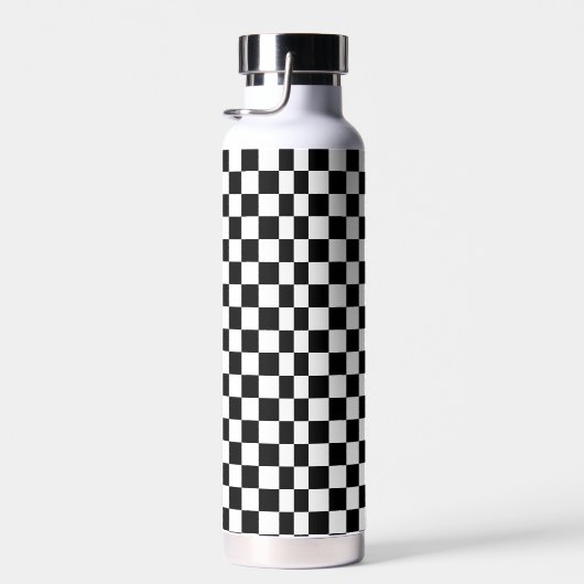 Bouteille D'eau noir et blanc - damier rétro (Plage)
