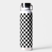 Bouteille D'eau noir et blanc - damier rétro (Arrière)
