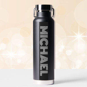 Bouteille D'eau Noir et blanc Personnaliser le nom Vacuum scellé