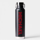 Bouteille D'eau Noir et rouge Personnaliser le nom Vacuum scellé (Avant)