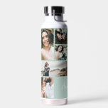 Bouteille D'eau Noir moderne photo 10 personnalisée élégant simple<br><div class="desc">Photo moderne noir 10 personnalisées élégant cadeau vert menthe simple. Idéal Noël,  anniversaire,  remise de diplômes,  anniversaire,  jour des mères,  fête des pères,  penser à votre cadeau.</div>