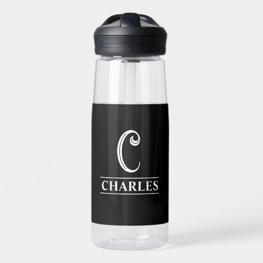 Bouteille D'eau Noir Monogrammé (Avant)