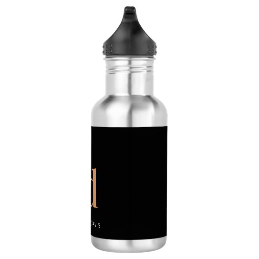 Bouteille D'eau Noir or gras monogramme nom initiales (Droite)