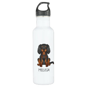 Bouteille D'eau Noir & Tan Cavalier King Charles Spaniel & Nom