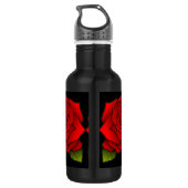 Bouteille d'eau noire avec Motif de fleurs de rose (Dos)