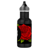 Bouteille d'eau noire avec Motif de fleurs de rose (Droite)