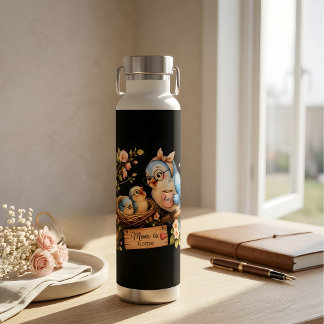 Bouteille d'eau noire Cadeau d'oiseau Maman est à 
