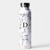 Bouteille d'eau noire et blanche avec nom (Gauche)
