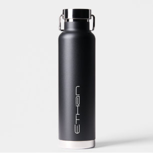 Bouteille d'eau noire personnalisée avec votre nom