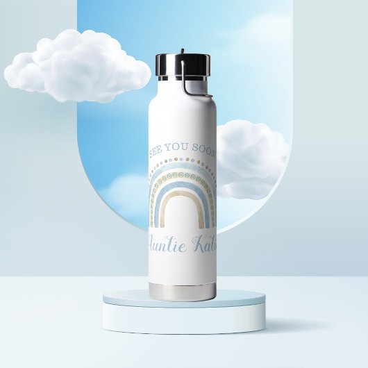 Bouteille D'eau Nom bébé personnalisé bleu arc-en-ciel