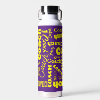 Bouteille D'eau Nom cadeau de l'entraîneur personnalisé violet et