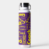 Bouteille D'eau Nom cadeau de l'entraîneur personnalisé violet et  (Arrière)