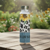 Bouteille D'eau Nom Chic Rustique Imprimé Léopard Tournesol