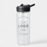 Bouteille D'eau Nom commercial noir personnalisé et logo<br><div class="desc">La bouteille d'eau personnalisée de marque claire présente la conception de votre logo professionnel d'entreprise, ainsi que le libellé courbe de votre nom d'entreprise, et le libellé supplémentaire de votre slogan, site Web, emplacement ou d'autres informations qui peuvent être personnalisés. Ajoutez simplement le logo de votre entreprise à l'espace noir...</div>