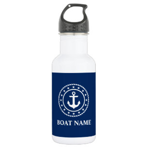 Bouteille D'eau Nom de bateau nautique étoiles ancre corde bleu ma