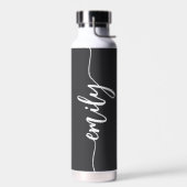 Bouteille D'eau Nom de calligraphie noir et blanc tendance (Gauche)