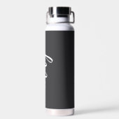 Bouteille D'eau Nom de calligraphie noir et blanc tendance (Arrière)