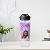 Bouteille D'eau Nom de la photo Holographique rose violet